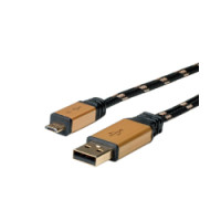 kabel USB2.0 na Micro , 0.8m, crno/zlatni